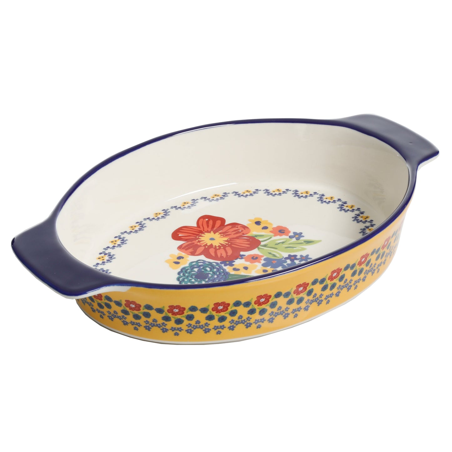 Floral 2-Piece Ceramic Oval Bakers Set