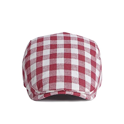 Men Adjustable Colorful Striped Plaid Ivy Newsboy Cabbie Gatsby Cotton Caps