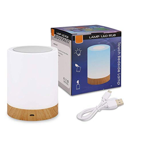 Night Light Touch Sensor Lamp Rechargeable Dimmable Warm White Light + RGB Color Changing