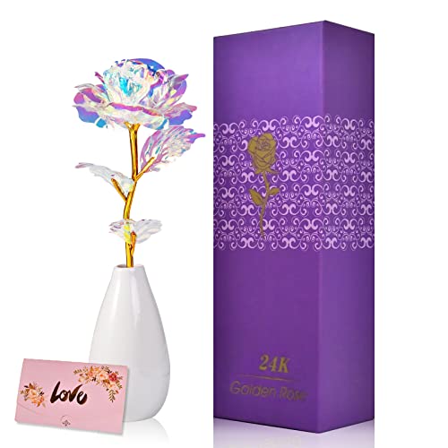 Gifts for Women, Artificial Rose Flowers & Vase Gift for Her