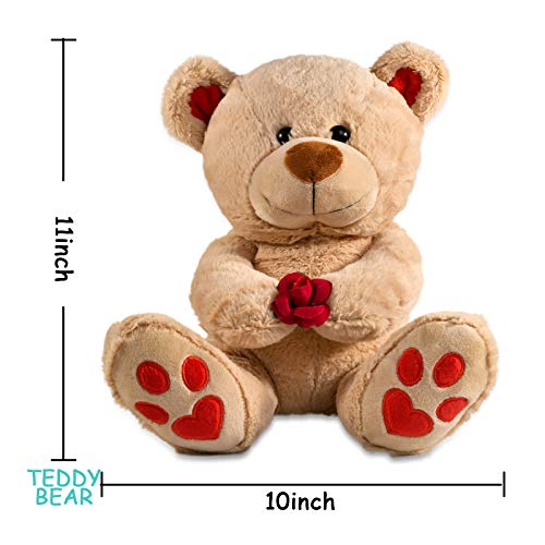 Valentines Day Gifts 11 inch Rose Flower Teddy Bear