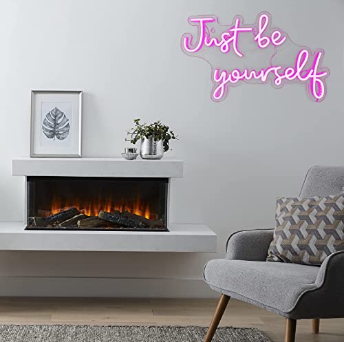 Just Be Yourself Neon Signs for Wall Decor, Powered by USB- Light Pink