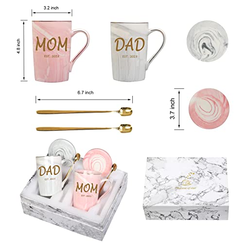 Dad and Mom Marble Coffee Mug Set for Christmas Gift