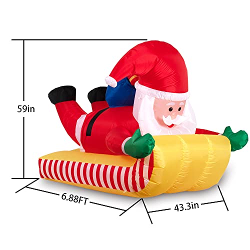 7FT Christmas Inflatable Outdoor Skiing Santa Claus for Yard Decoration