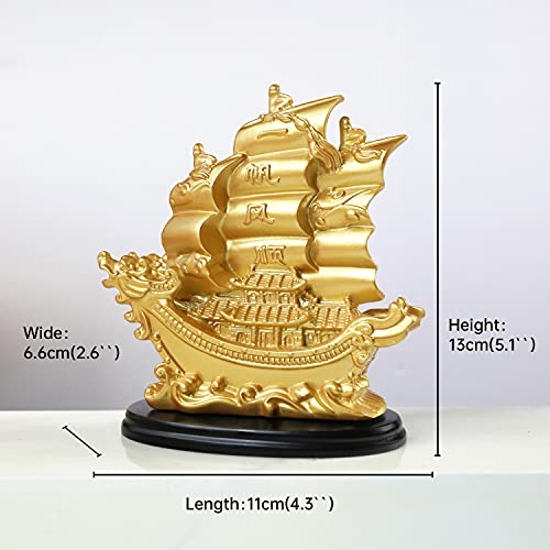 Sailing Wealth Ship Feng Shui Decorative Gold Sailing Boat Décor for Fortune