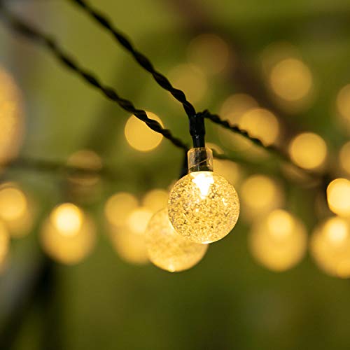 Solar String Lights 60 Led 35.6 Feet Crystal Globe  w/ 8 Lighting Modes