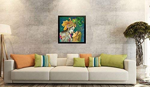 Radha Krishna Framed Painting UV Textured Design Religious Wall Art Decor Showpiece Figurine Idol Statue