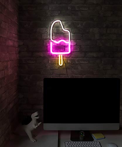 18” x 8” inch LED Neon ‘White & Pink Ice Cream Popsicle