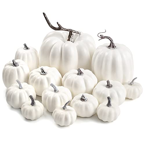 12P-16 PCS Artificial Pumpkins for Fall Halloween Thanksgiving Home Decoration