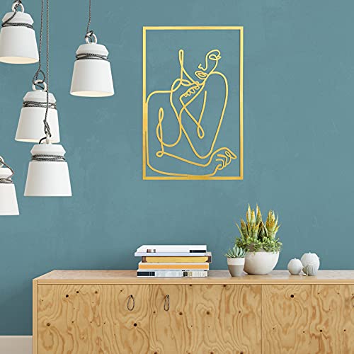 Metal Gold Female Wall Decoration 16 x 10.6 inch Modern Abstract