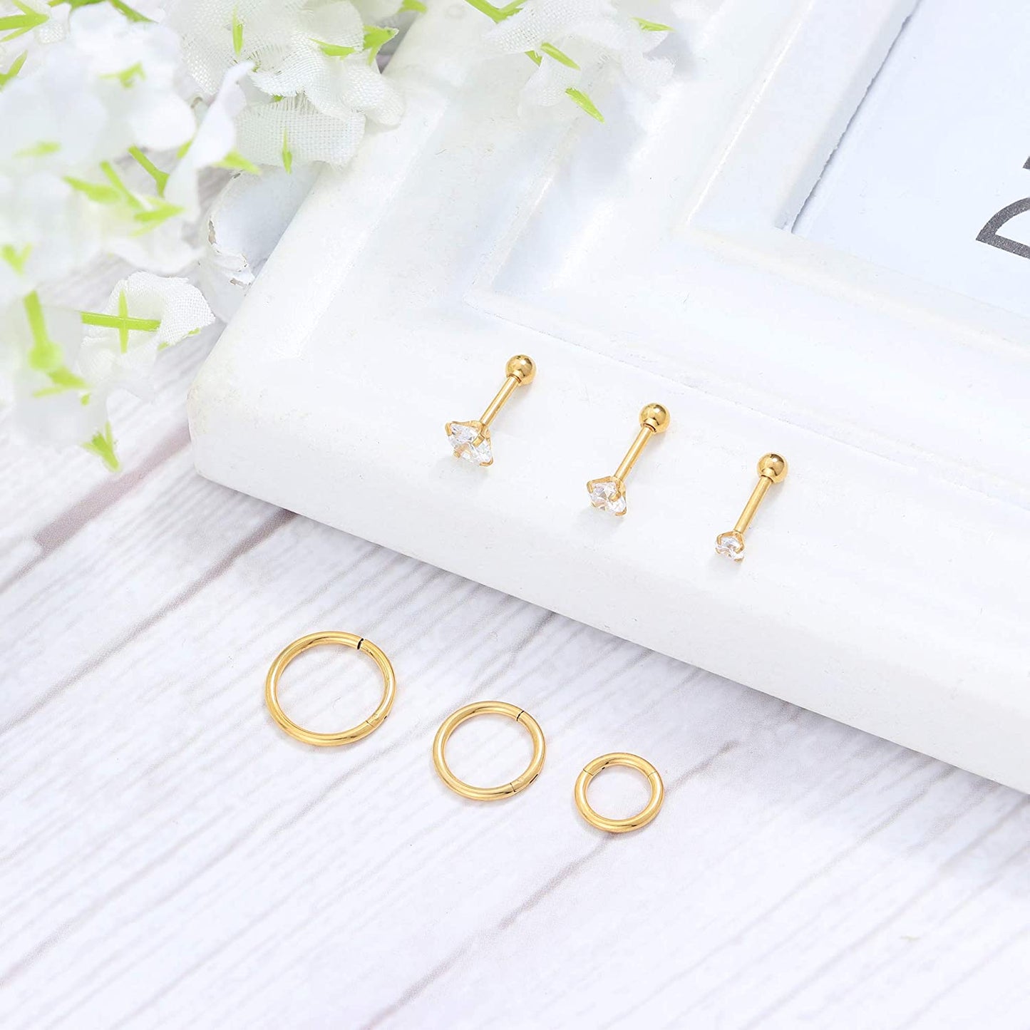 11Pcs Stainless Steel Ear Cartilage Earrings Hoops for Women