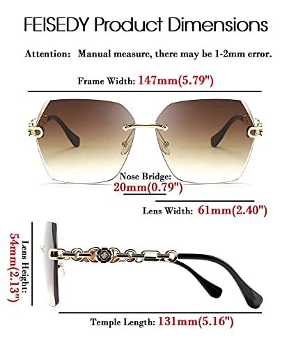 Classic Rimless Sunglasses for Women Metal Frame Diamond Cutting Lens