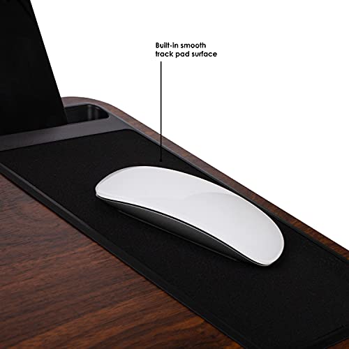 Home/Office Lap Desk w/ Device Ledge, Mouse Pad, & Phone Holder - Black -Fits Up to 15.6 Inch Laptops