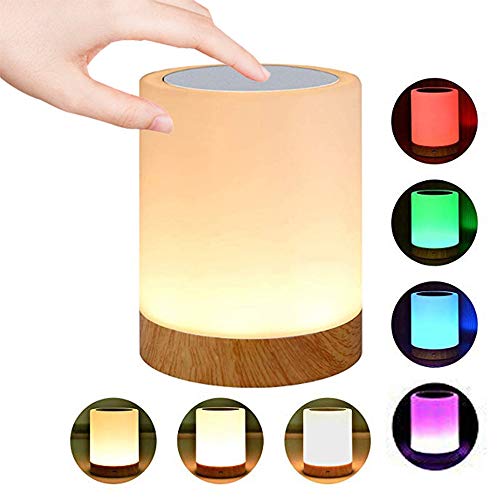 Night Light Touch Sensor Lamp Rechargeable Dimmable Warm White Light + RGB Color Changing