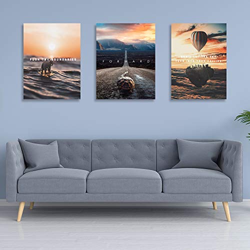 3 Piece Framed Inspirational Success Wall Canvas art Decor