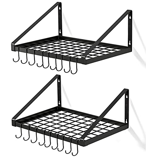 Pot & Pan Hanging Rack Wall Mounted Set of 2