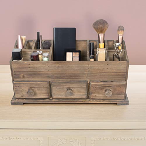 Vanity Drawer Beauty Organizer 3 Drawers - Wooden Cosmetic Storage Box