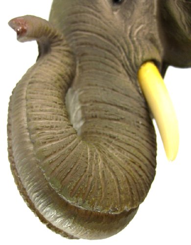 African Elephant Head Mount Wall Statue Mini Bust 9 in.