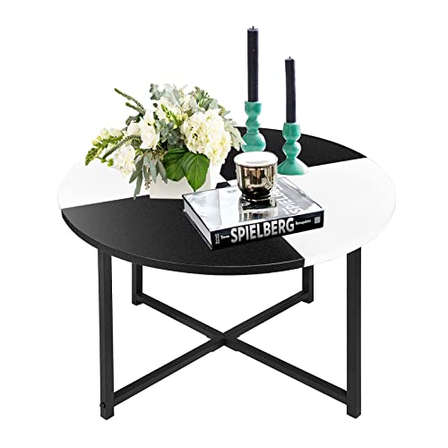 Modern Mini Coffee Table 24 inch Little Circle Wood Accent
