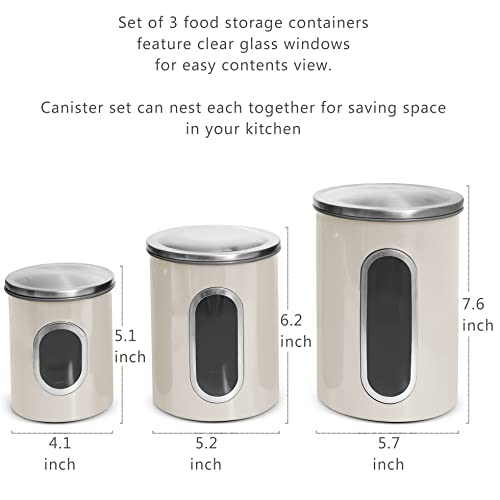 3 Pc Airtight  Canisters Sets For The Kitchen w/ See Through Window