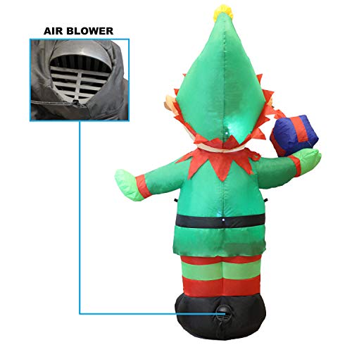 5 Foot Elf with Present Inflatable LED Light Up Christmas Xmas for Blow Up Yard Decoration