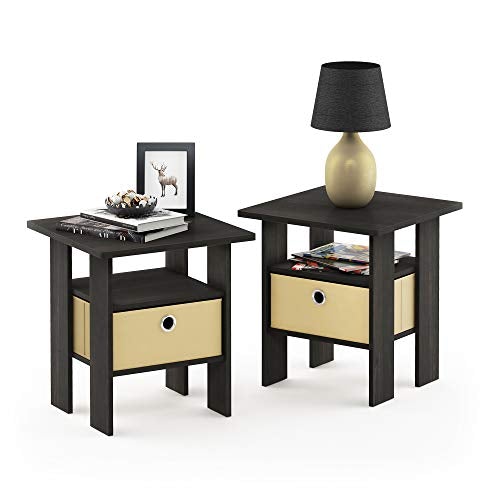 End Table Bedroom Night Stand, Petite, Espresso, Set of 2