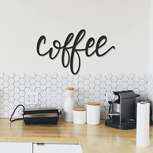 Coffee Metal Signs for Kitchen Coffee Corner Decor Black, 13.70' x 7.90'