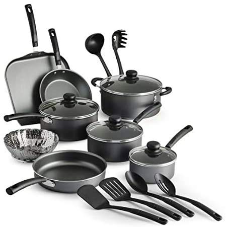 18 Pcs Nonstick Pots & Pans Cookware Set -Gray