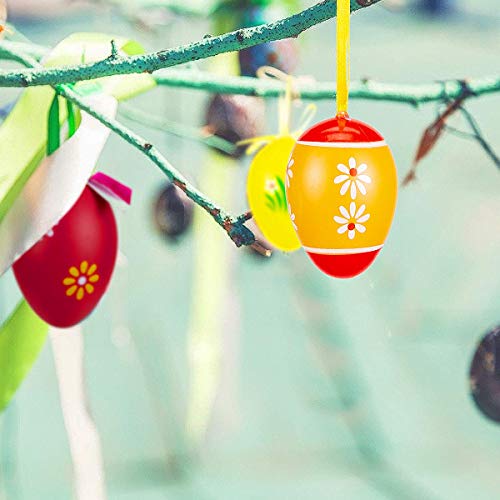 24 Pcs Plastic Easter Egg Hanging Ornament - 2.3"  (Random Style)