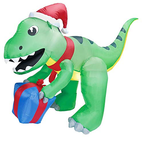 5 ft Dinosaur Self Inflatable LED Light Up Giant T-Rex Christmas Inflatable Decoration