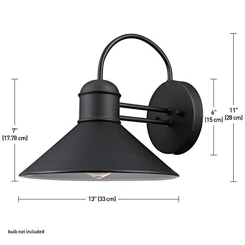 1-Light Outdoor Wall Sconce, 2-Pack, Black Finish