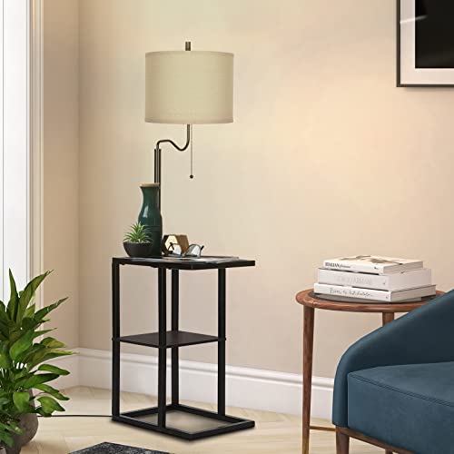 Modern Floor Lamp W/ End Table & USB Charging Port