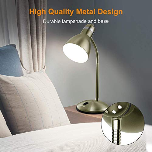 Eye Caring Metal Desk Lamp, Adjustable Goose Neck