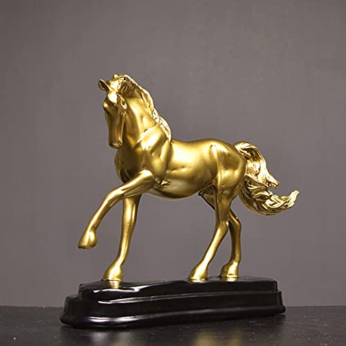 Gold Horse Statue , 9 Inch for Home to  Attract Luck &  Wealth (1pack)
