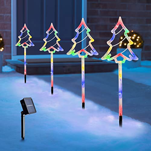 Set of 4 Christmas Pathway Lights- Solar Powered Pre-lit 40 LEDs