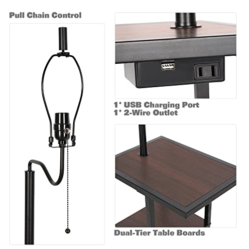 Modern Floor Lamp W/ End Table & USB Charging Port