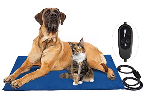 Pet Heating Pad for Dogs & Cats-Adjustable Warming Mat 4 Timers w/ Auto Shut Off