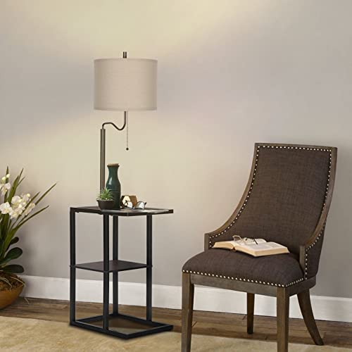Modern Floor Lamp W/ End Table & USB Charging Port