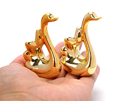 2 Packs Gold Ceramic Peacock Figurine for Home Decoration