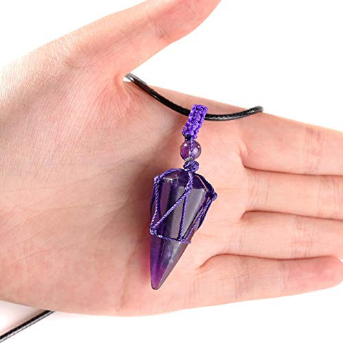 Healing Crystal GemStone Pointed Pendant Necklaces for Men/Women