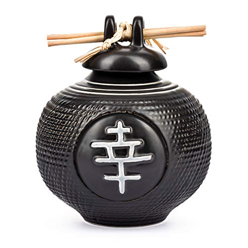 Law of Attraction Japanese Style Wishing Ceramic Jar w/ Lid for Daily Affirmations & Blessings