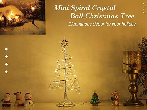 Crystal Christmas Tree LED Light Decorative Desk Lamp, Silver