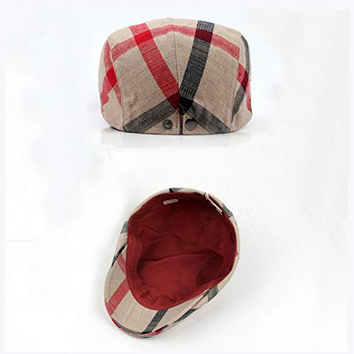 Men Adjustable Colorful Striped Plaid Ivy Newsboy Cabbie Gatsby Cotton Caps