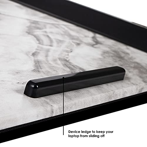 Home/Office Lap Desk w/ Device Ledge, Mouse Pad, & Phone Holder - Black -Fits Up to 15.6 Inch Laptops