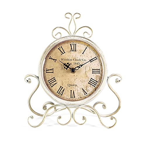 11" Vintage Silent Non-Ticking Desk Clock w/ Roman Numerals Battery Operated