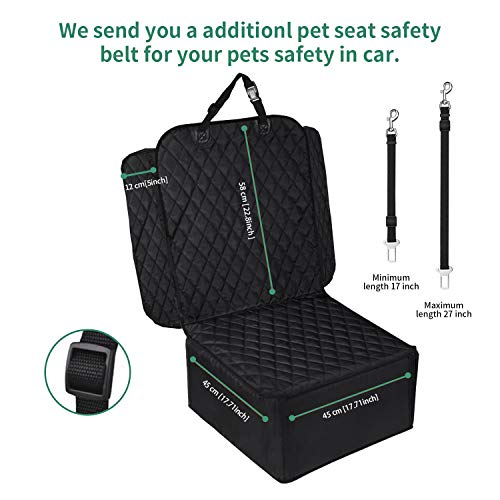 2 in 1 Dog Pet Front Seat Cover w/ Safety Belt(Black)