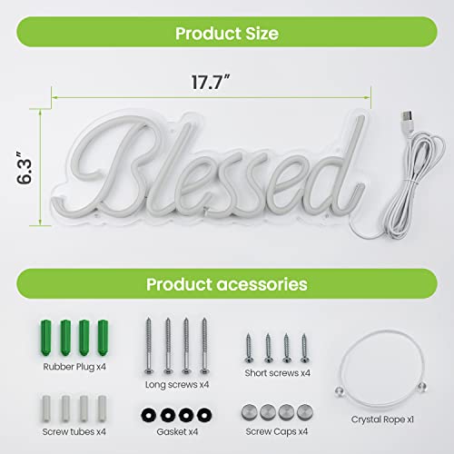 Blessed Neon Sign Dimmable LED Light USB Powered-17.7x6.3 Inches