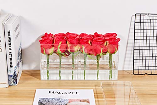 Acrylic Flower Box Water Holder, Clear Rose Pots Stand - Decorative Square Vase