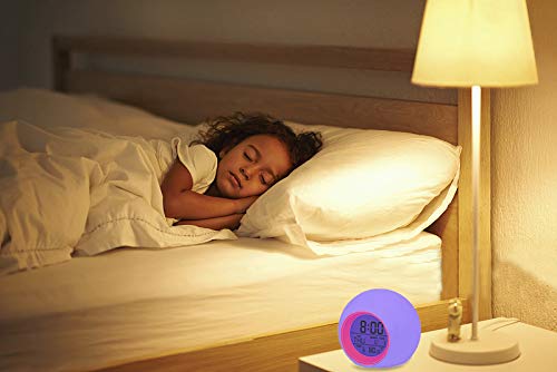 Digital Alarm Clock, 7 Color Night Light, Snooze, Temperature Detect Batteries Operated