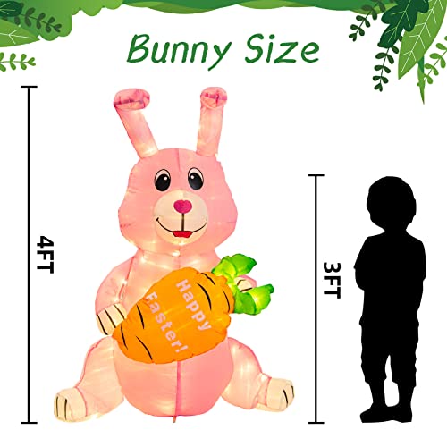4FT Easter Inflatable Bunny w/ Build-in 150 LEDs